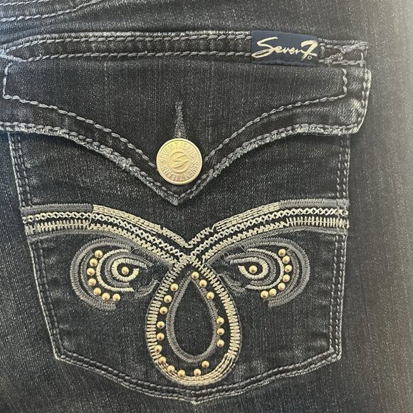 Seven7 Women’s Jeans Size 12 Blue Stretch Denim Mid Rise Slim Bootcut Zipper - Picture 15 of 16